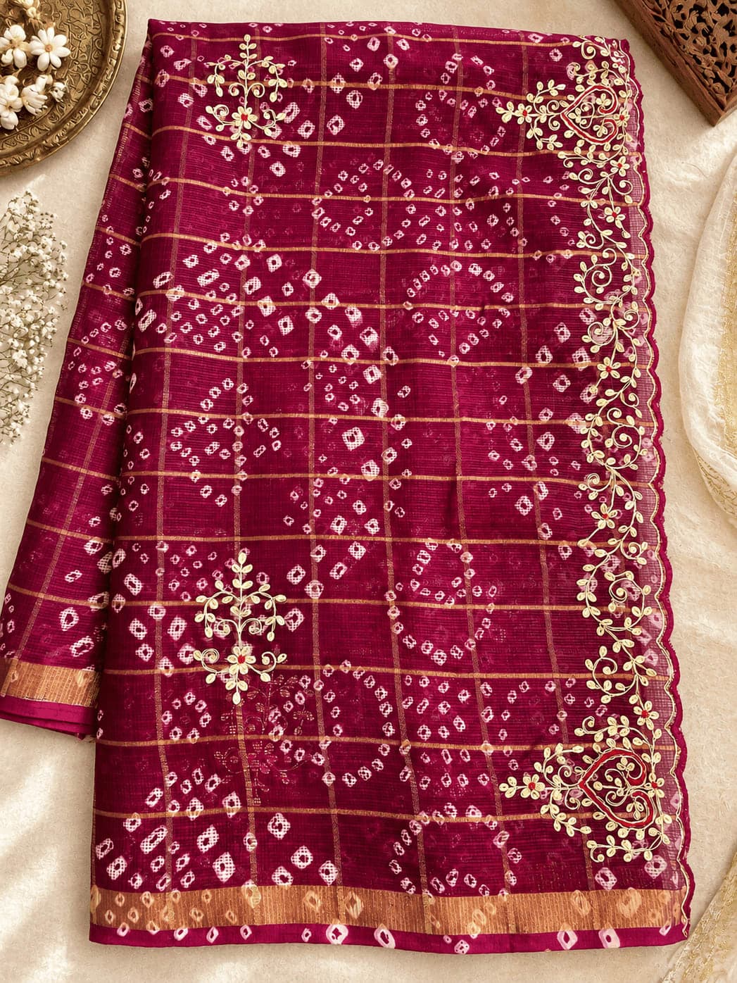 Rajasthani Bandhani Cotton Pita Zari Work