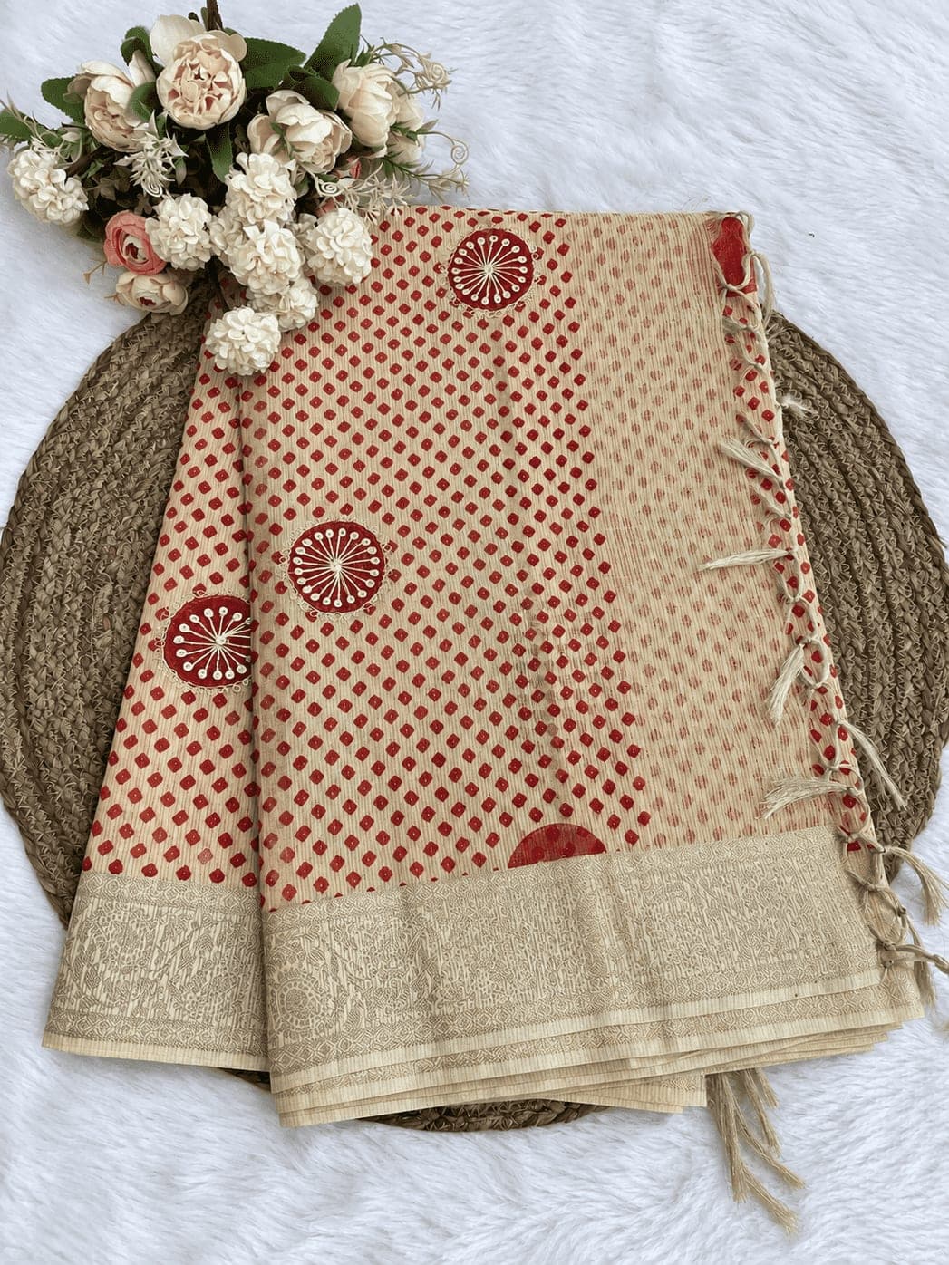 Rajasthani Bandhani Cotton Tissue Silk Saree