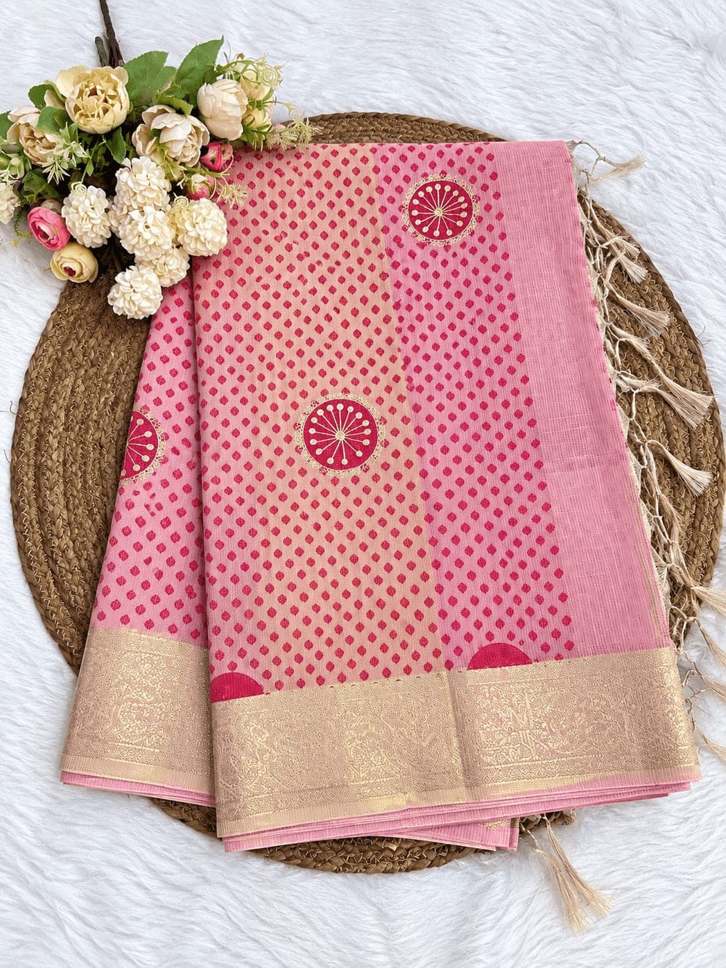 Rajasthani Bandhani Cotton Tissue Silk Saree