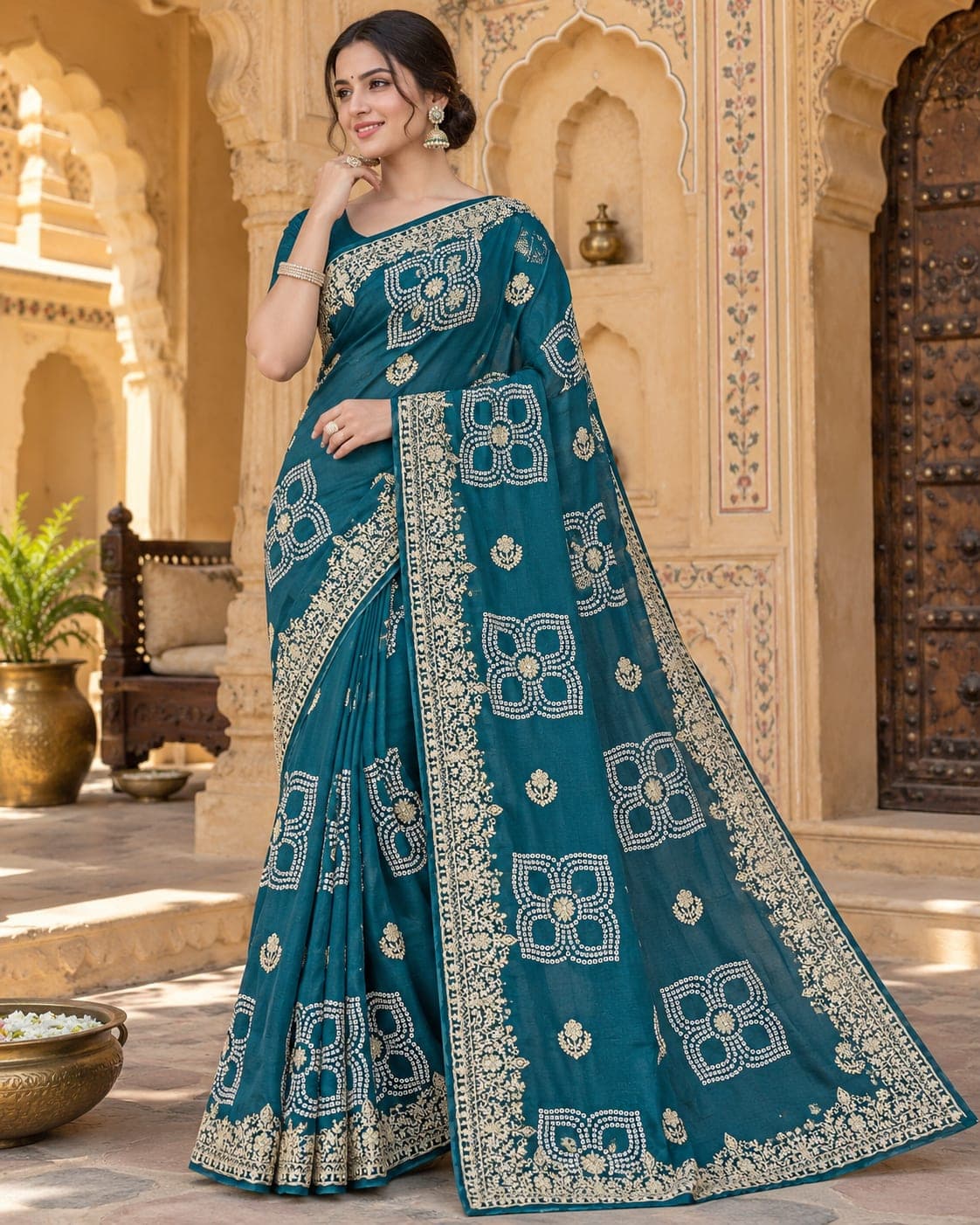 Rajasthani Bandhani Chinon Zari Work
